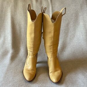 Mustard yellow BCBG Leather Women's Heeled Cowboy Boots